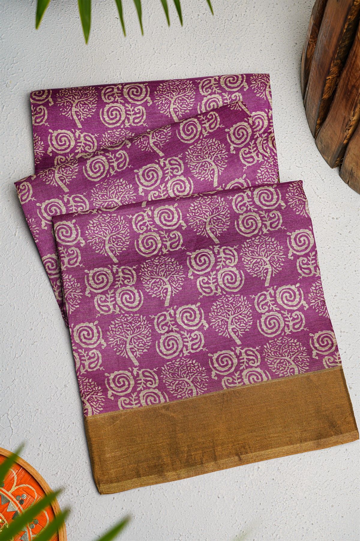 Fancy Tussar Purple Saree