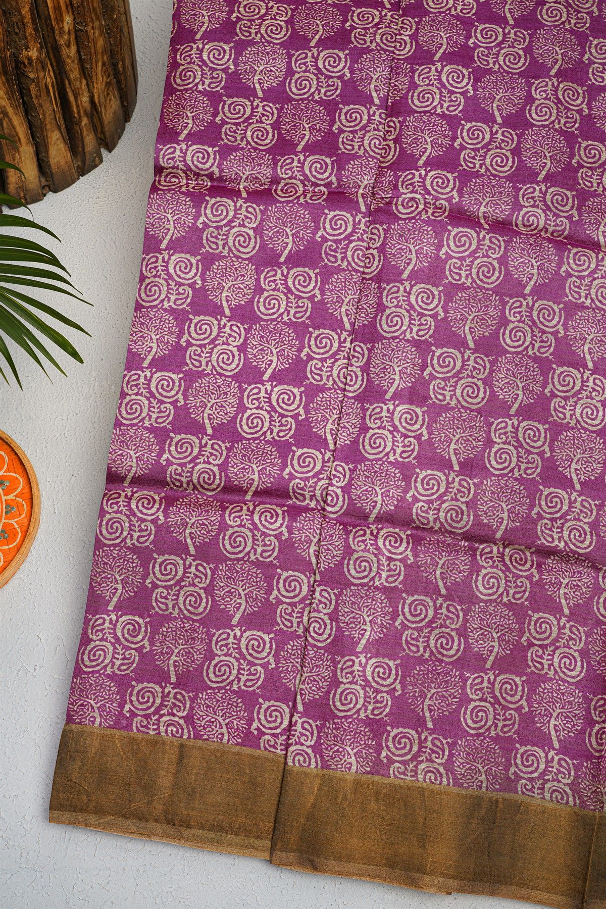Fancy Tussar Purple Saree