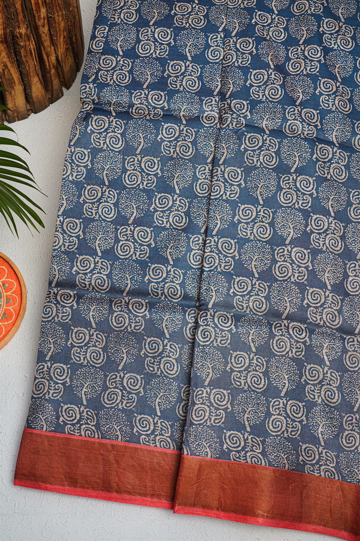 Fancy Tussar Blue Saree