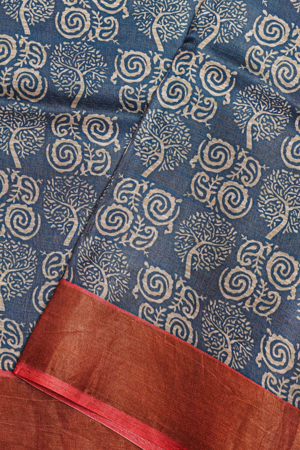 Fancy Tussar Blue Saree