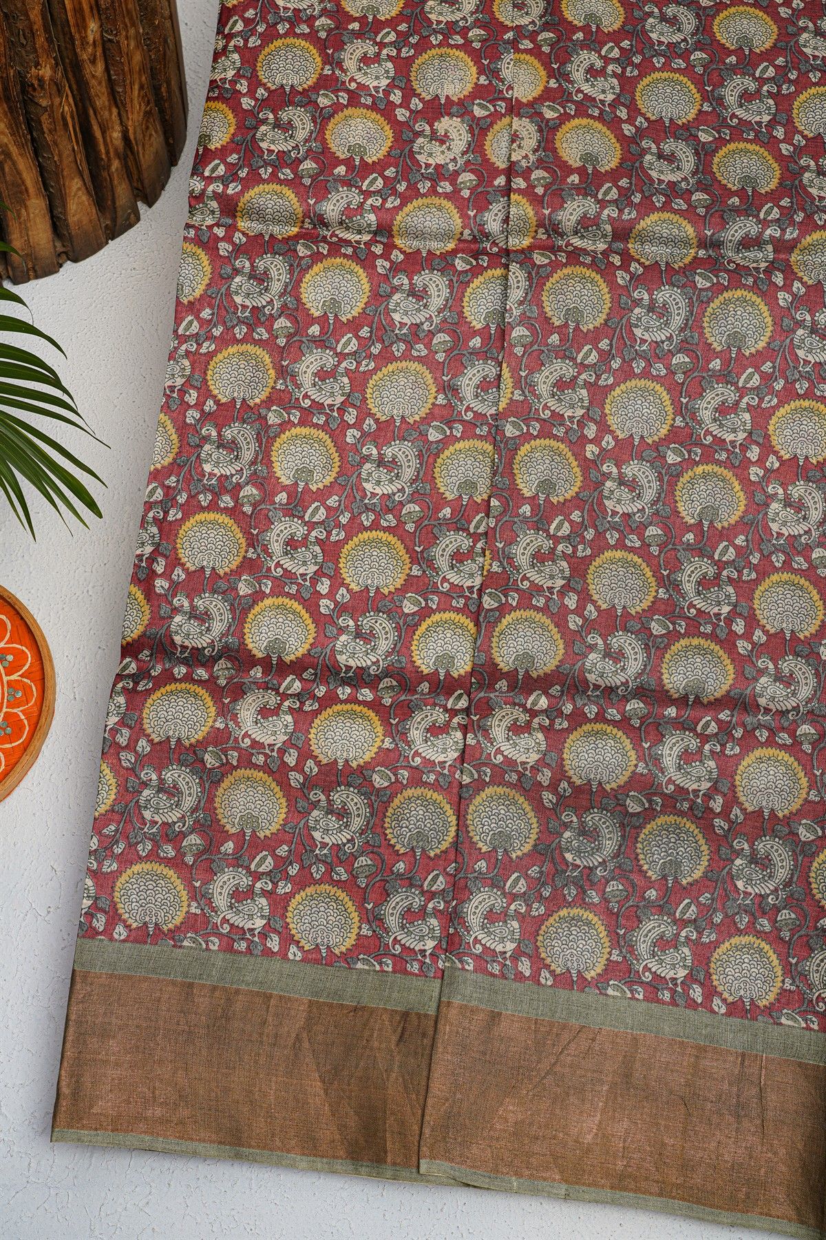 Fancy Tussar Maroon Saree