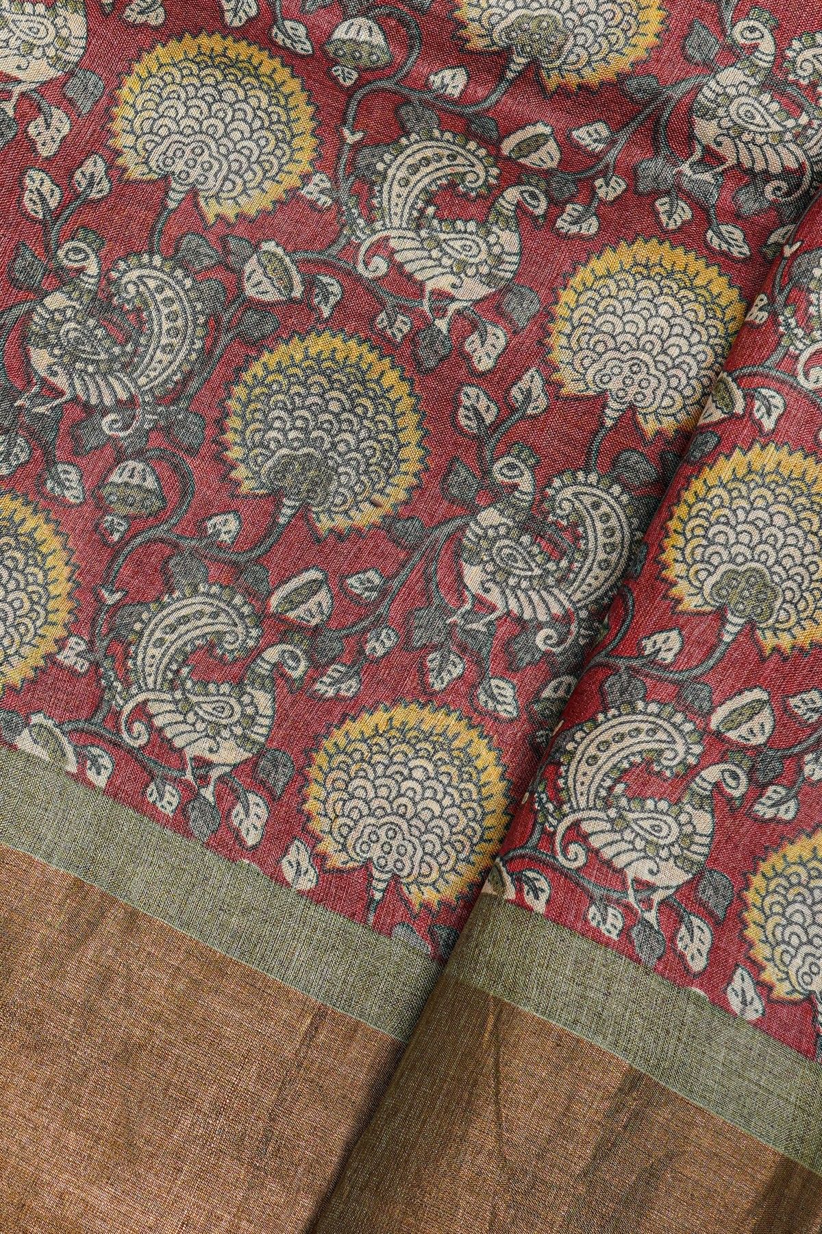 Fancy Tussar Maroon Saree