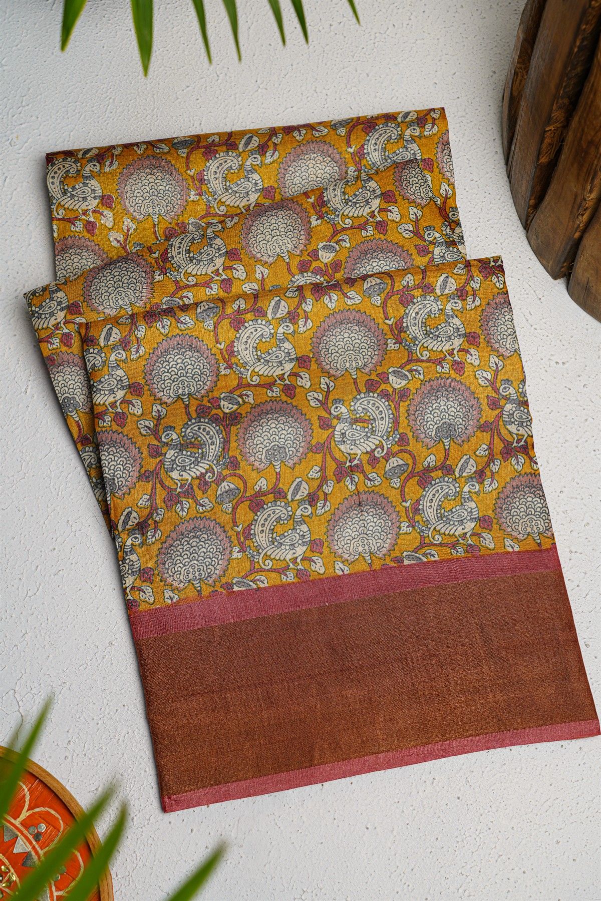 Fancy Tussar Mustard Saree