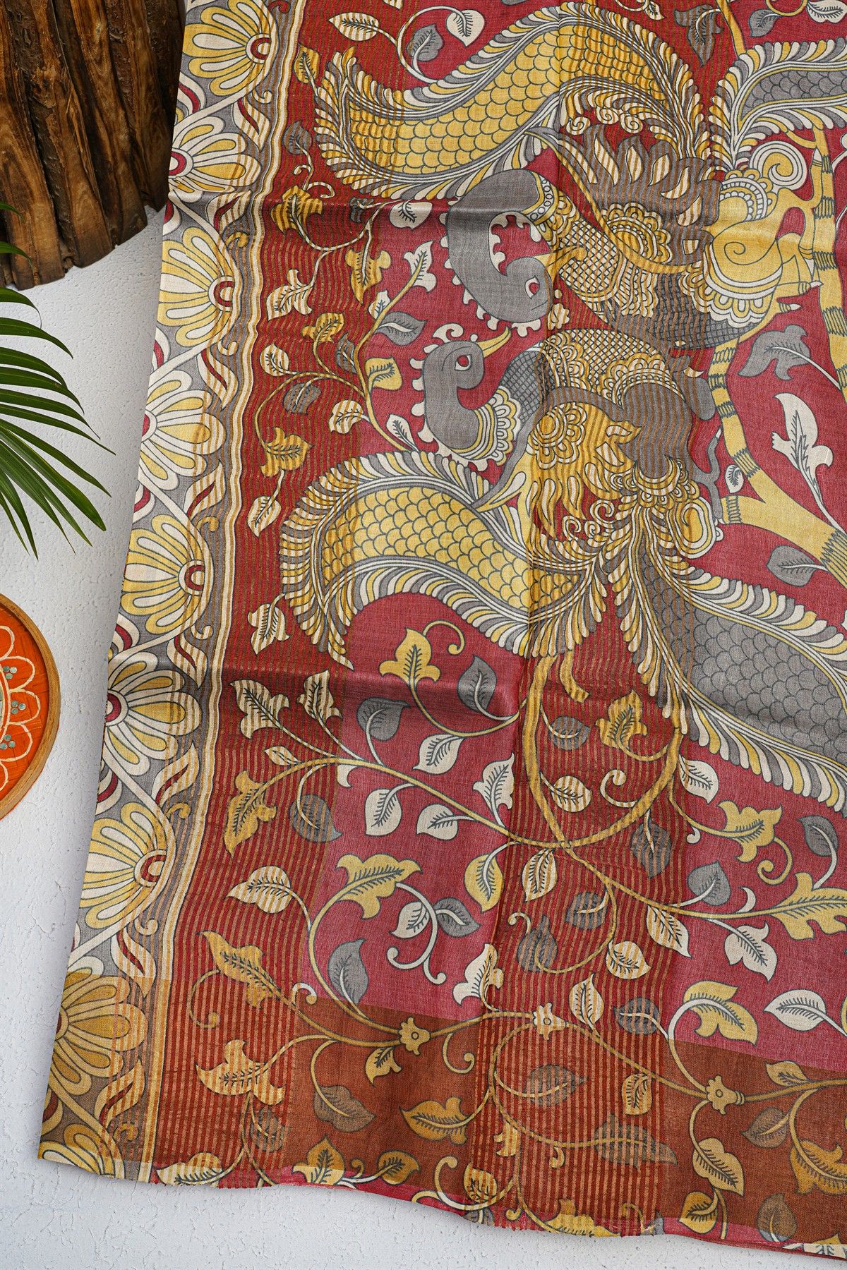 Fancy Tussar Mustard Saree