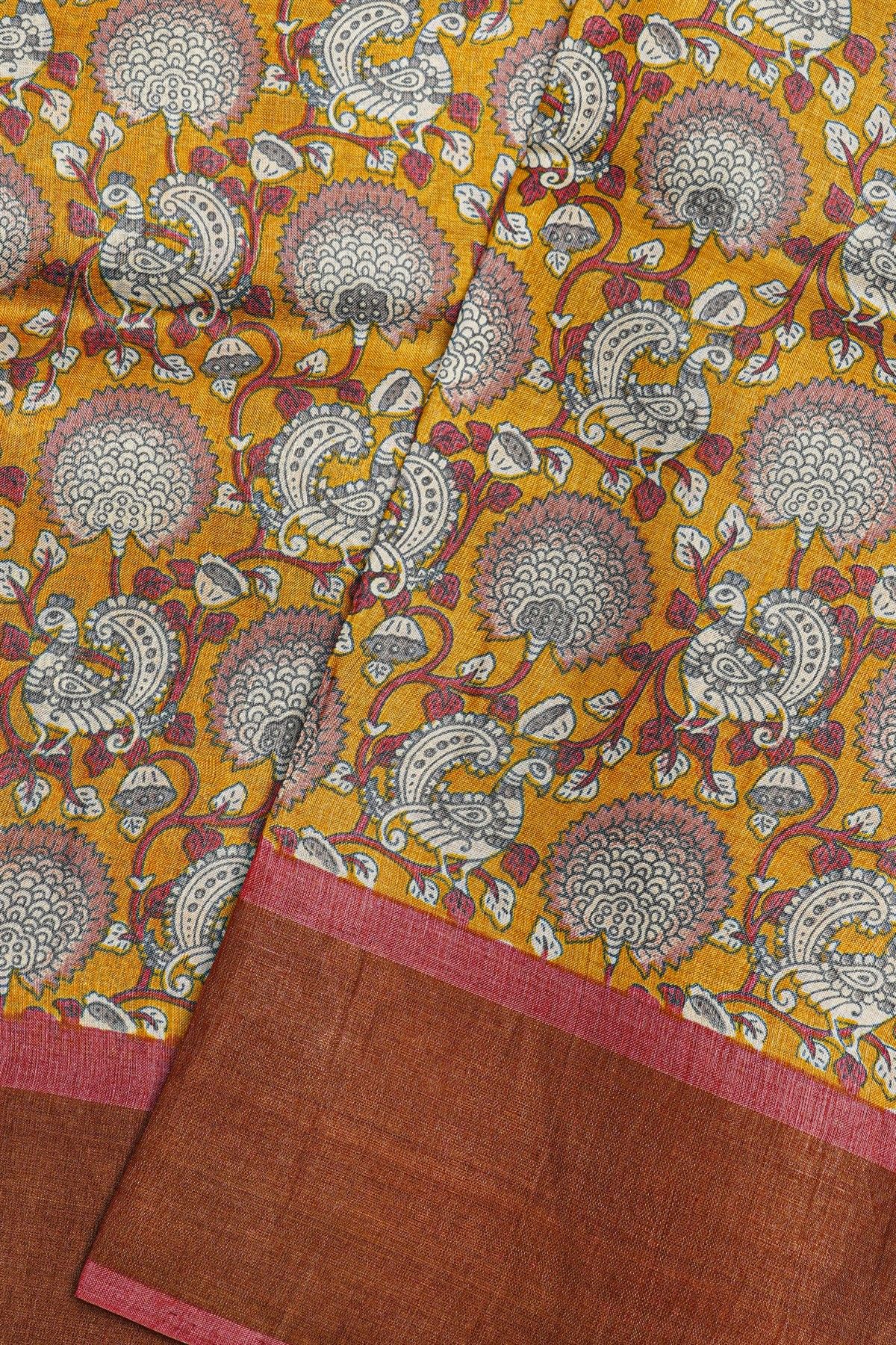 Fancy Tussar Mustard Saree