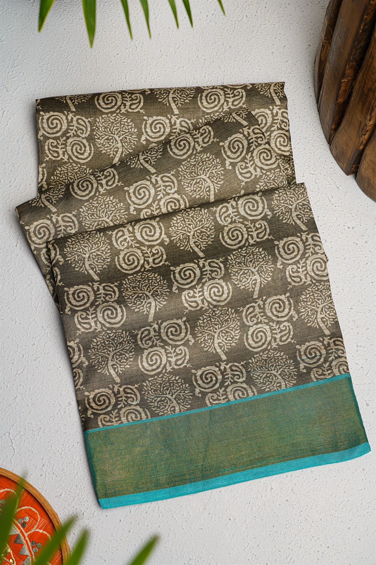 Fancy Tussar Brown Saree