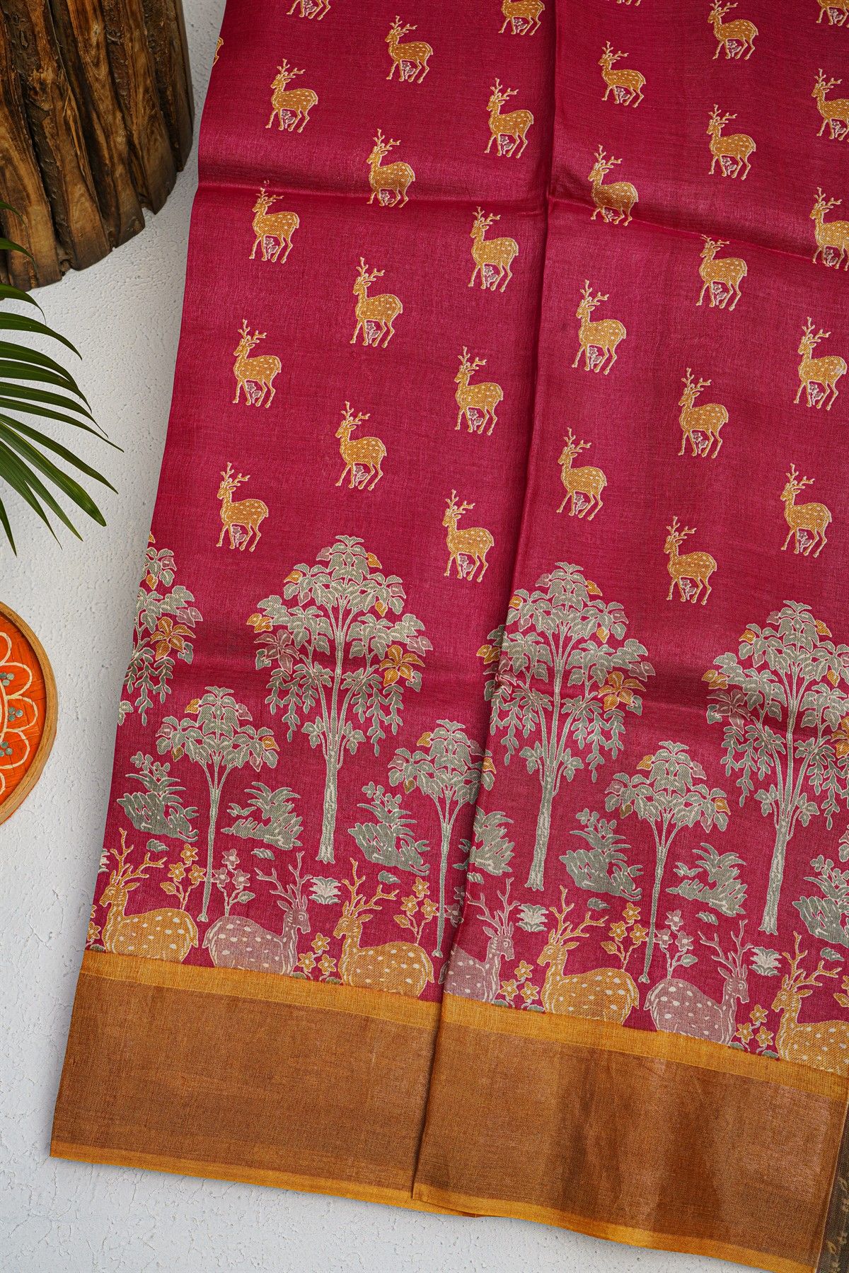 Fancy Tussar Onion Pink Saree