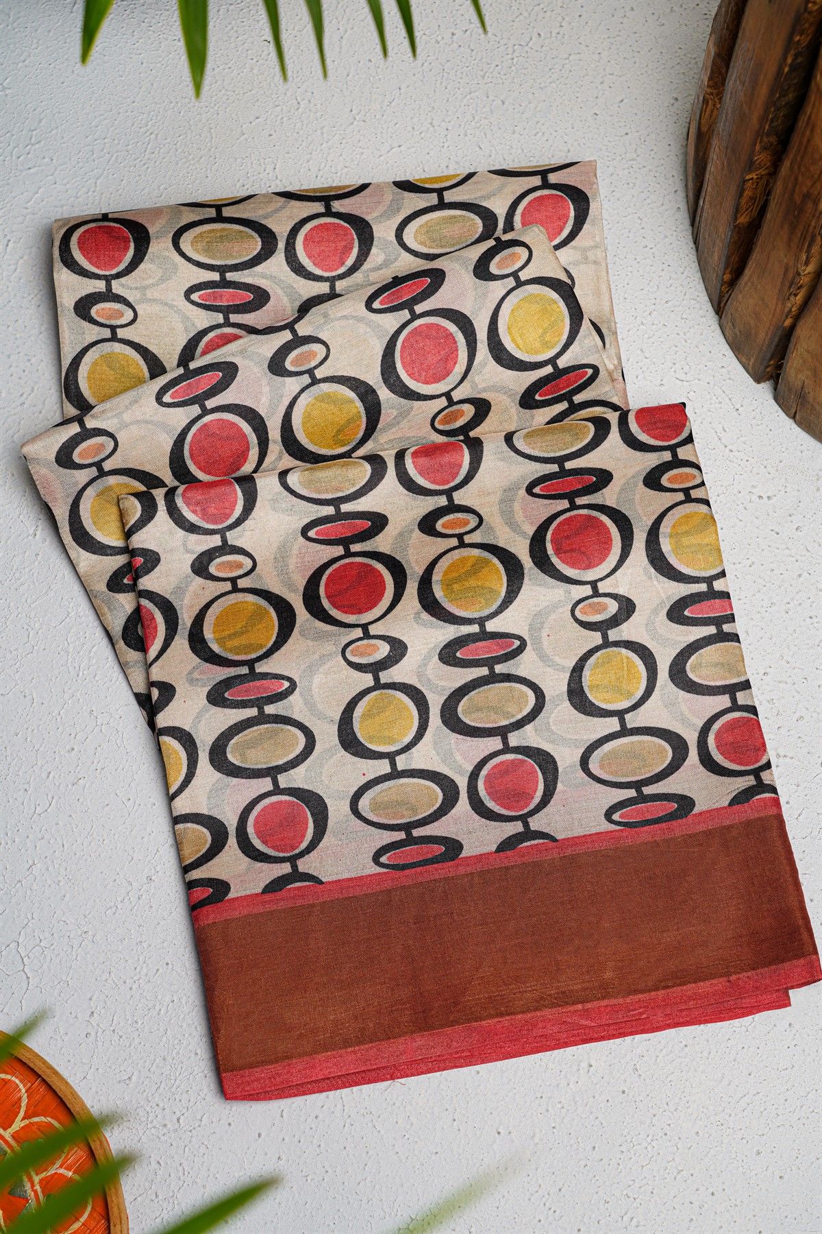 Fancy Tussar Off white Saree