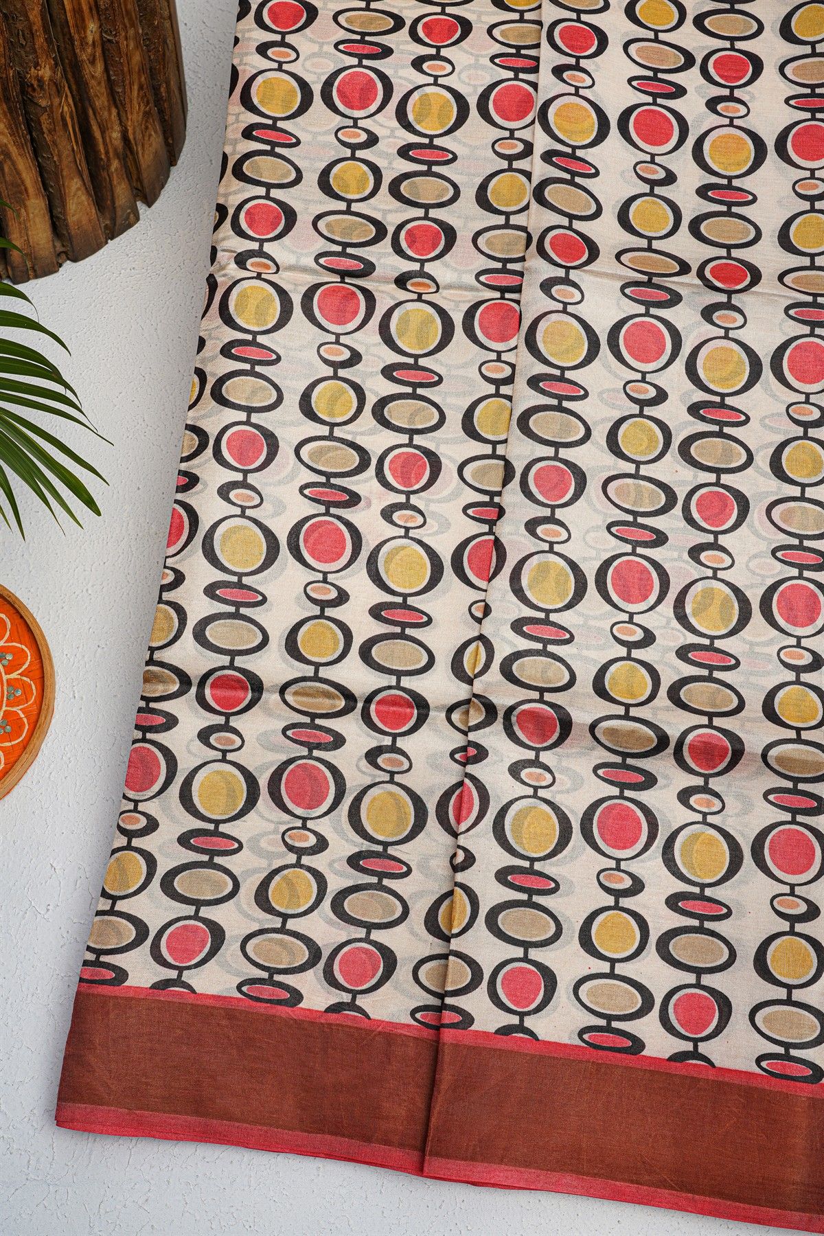 Fancy Tussar Off white Saree