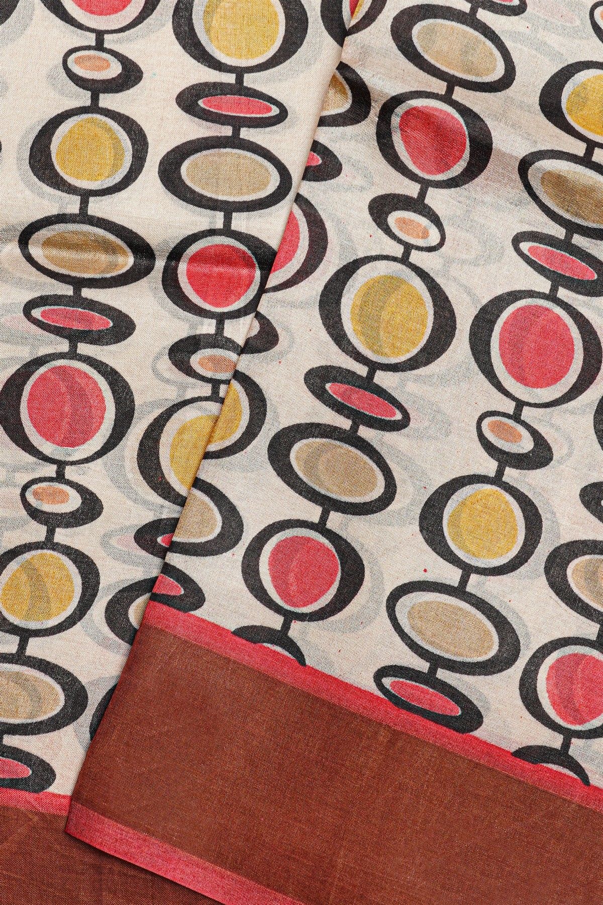 Fancy Tussar Off white Saree