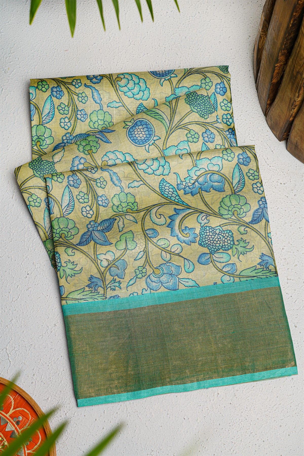 Fancy Tussar Light yellow Saree