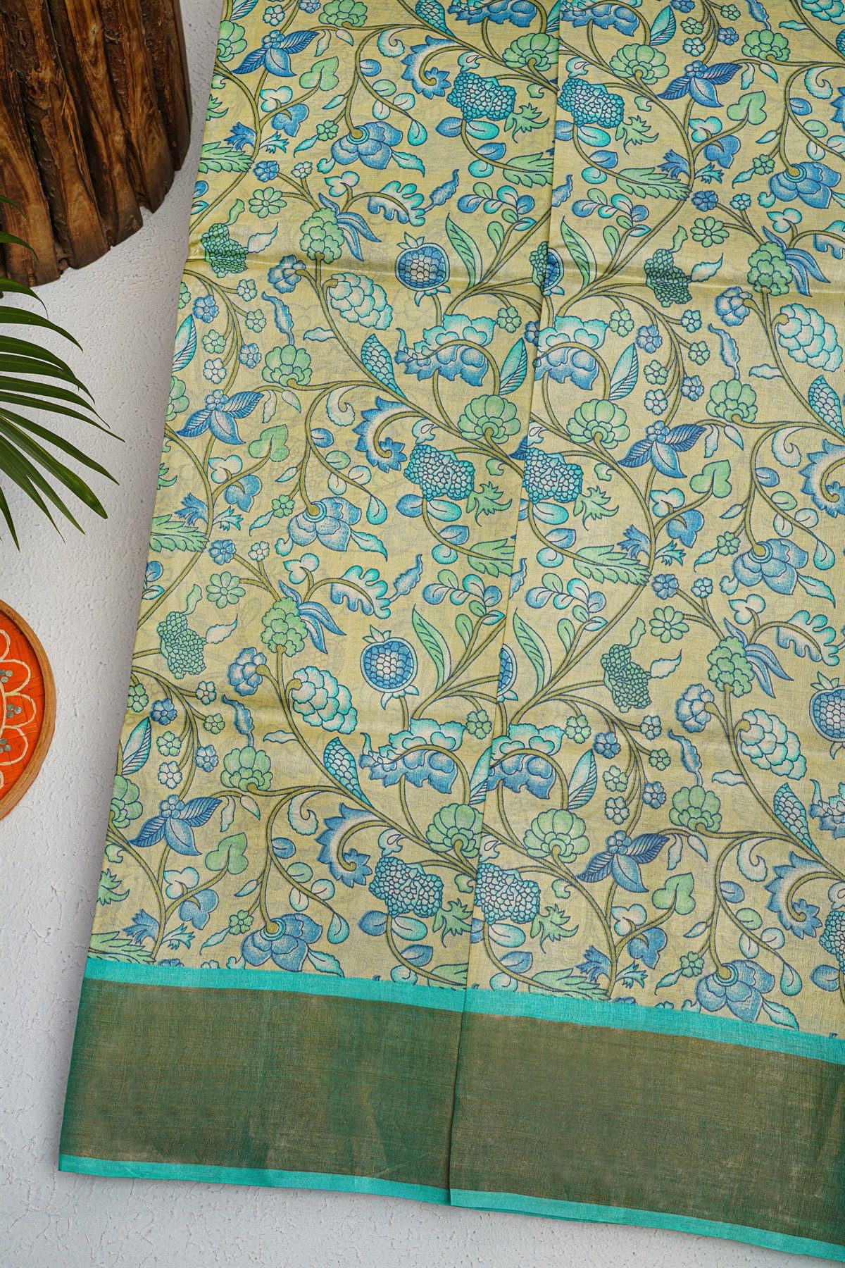 Fancy Tussar Light yellow Saree