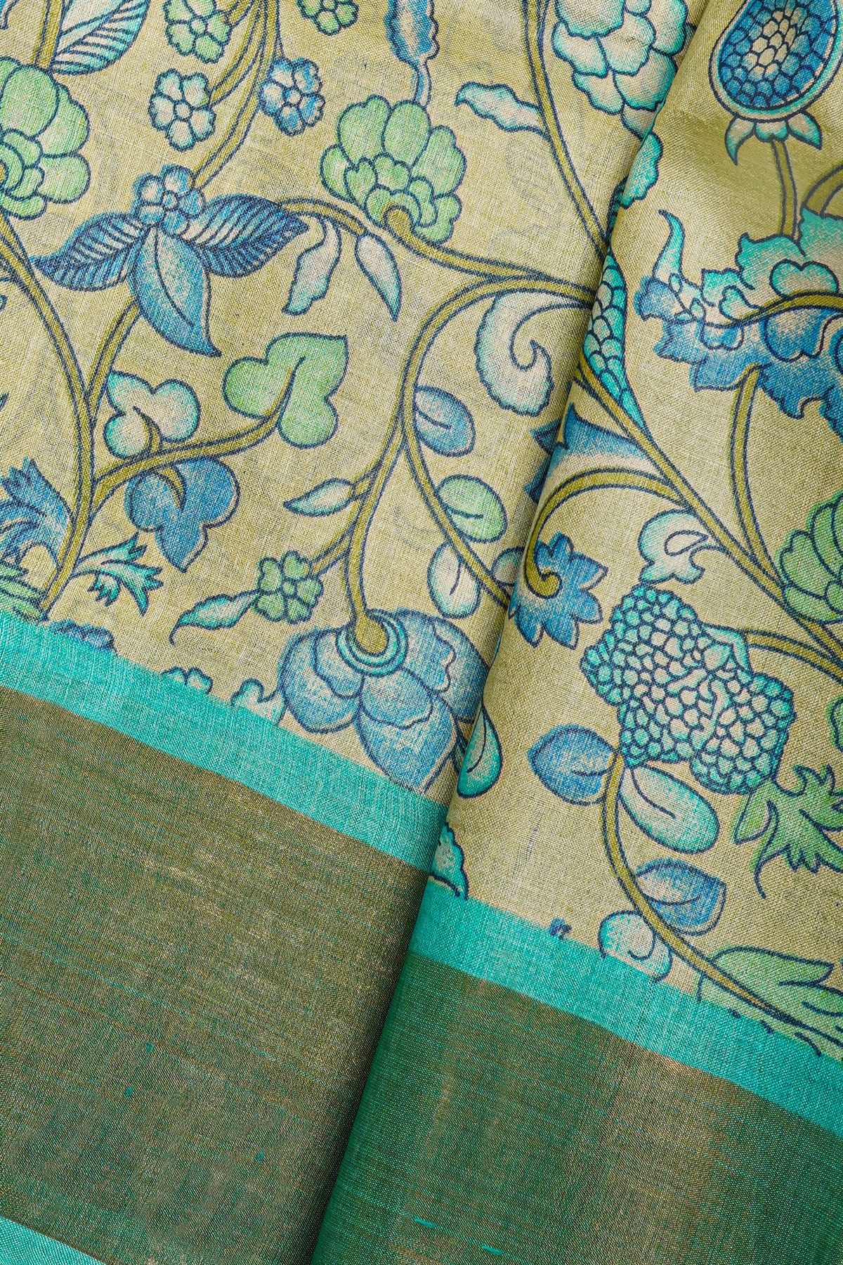 Fancy Tussar Light yellow Saree