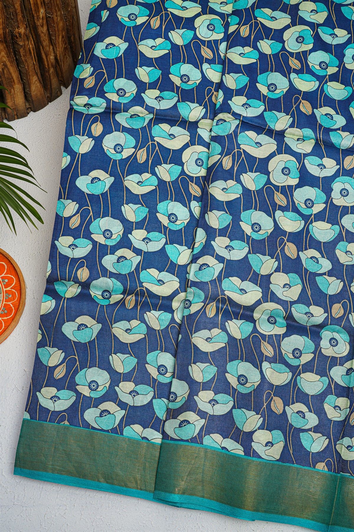 Fancy Tussar Blue Saree