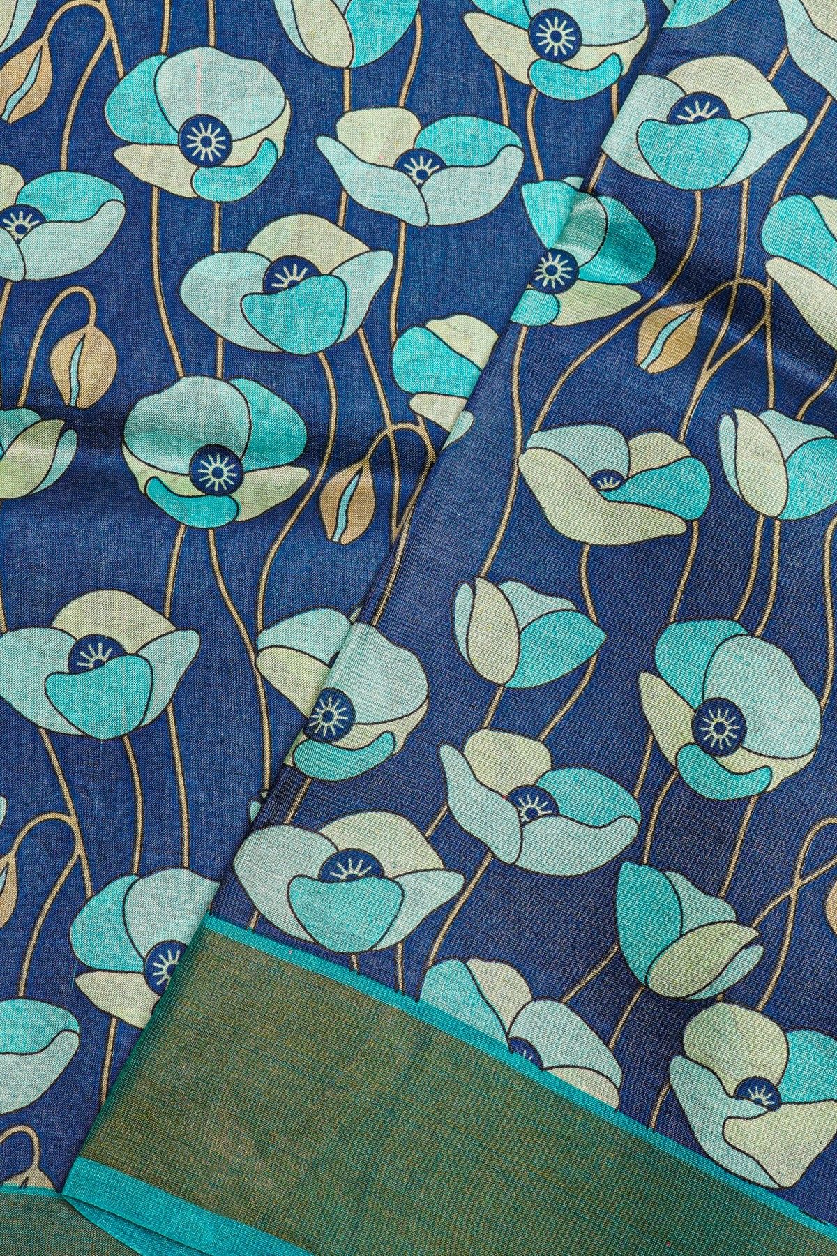 Fancy Tussar Blue Saree