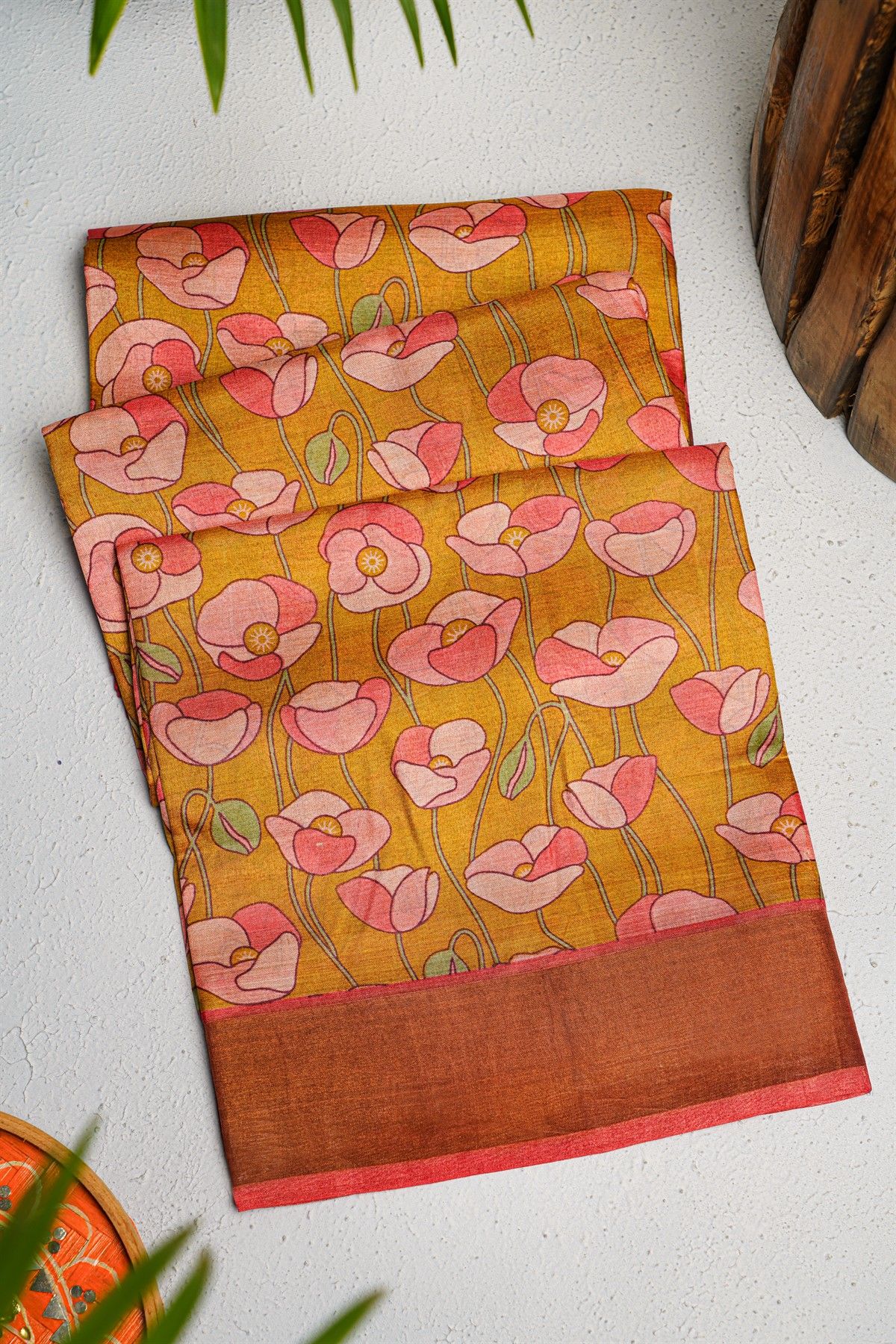 Fancy Tussar Mustard Saree
