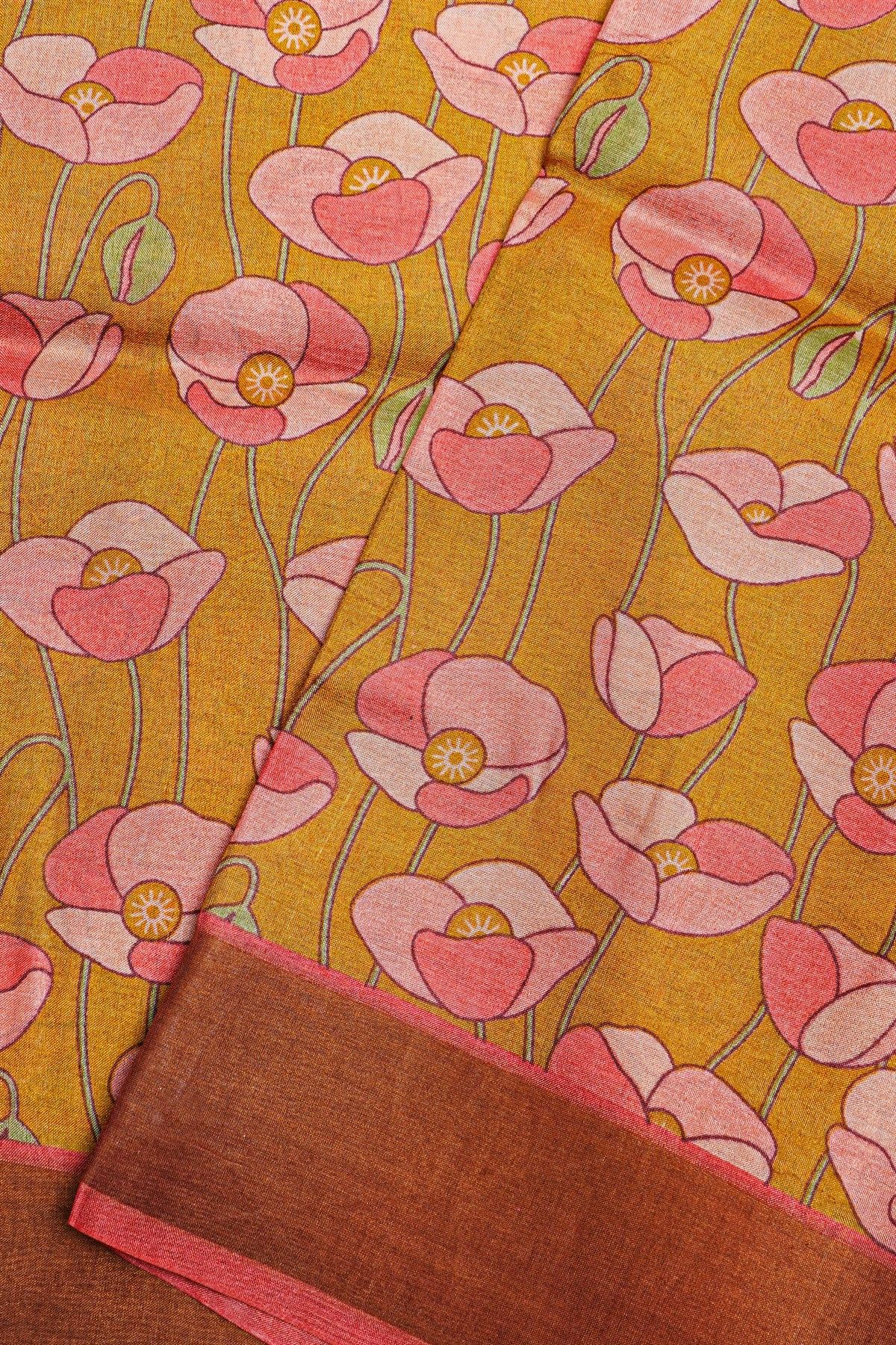 Fancy Tussar Mustard Saree