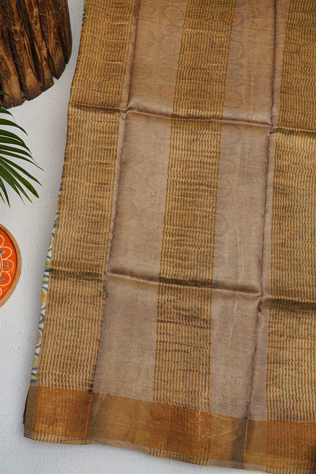 Fancy Tussar Off white Saree