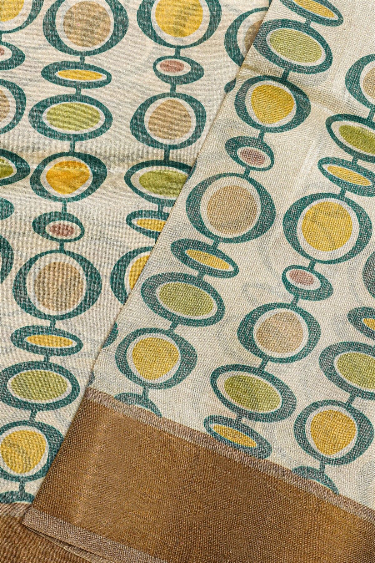 Fancy Tussar Off white Saree