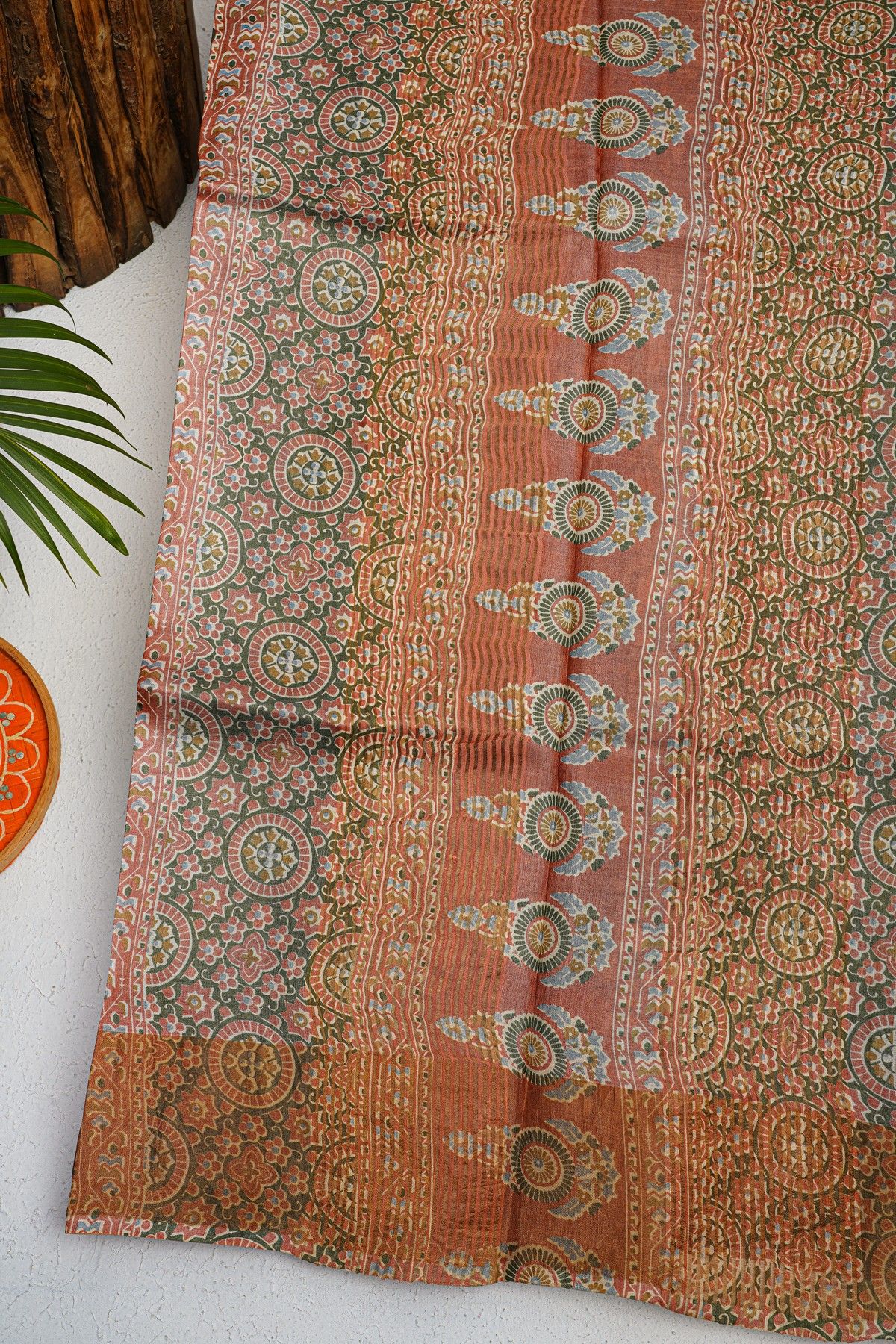 Fancy Tussar Mehandi Green Saree