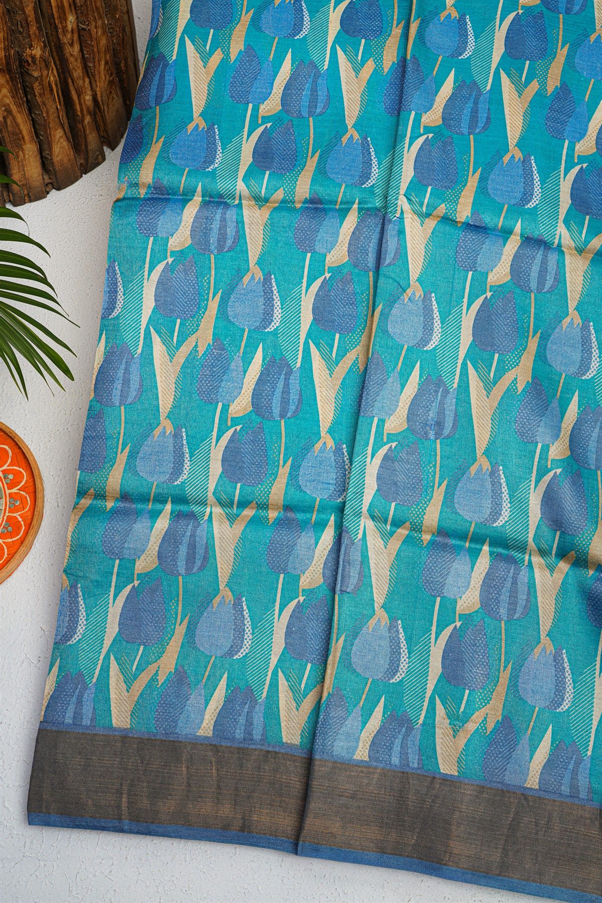 Fancy Tussar Blue Saree