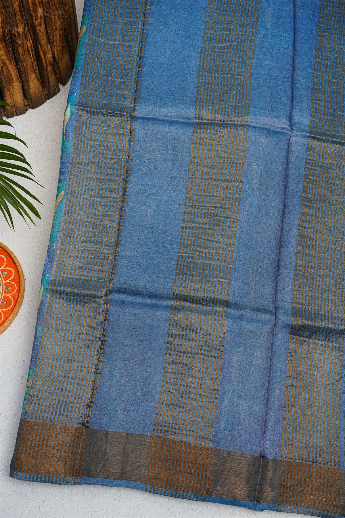 Fancy Tussar Blue Saree