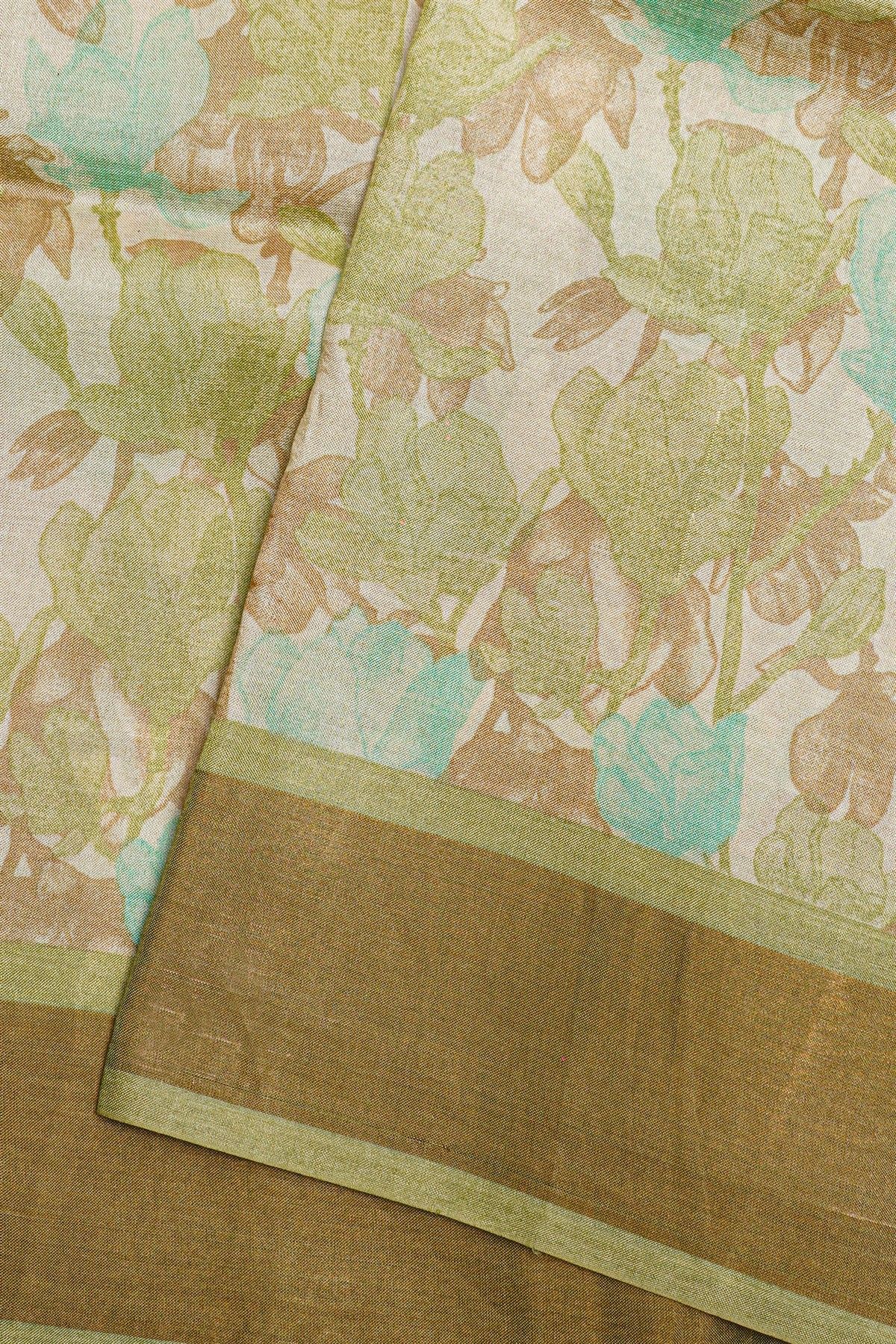 Fancy Tussar Off white Saree