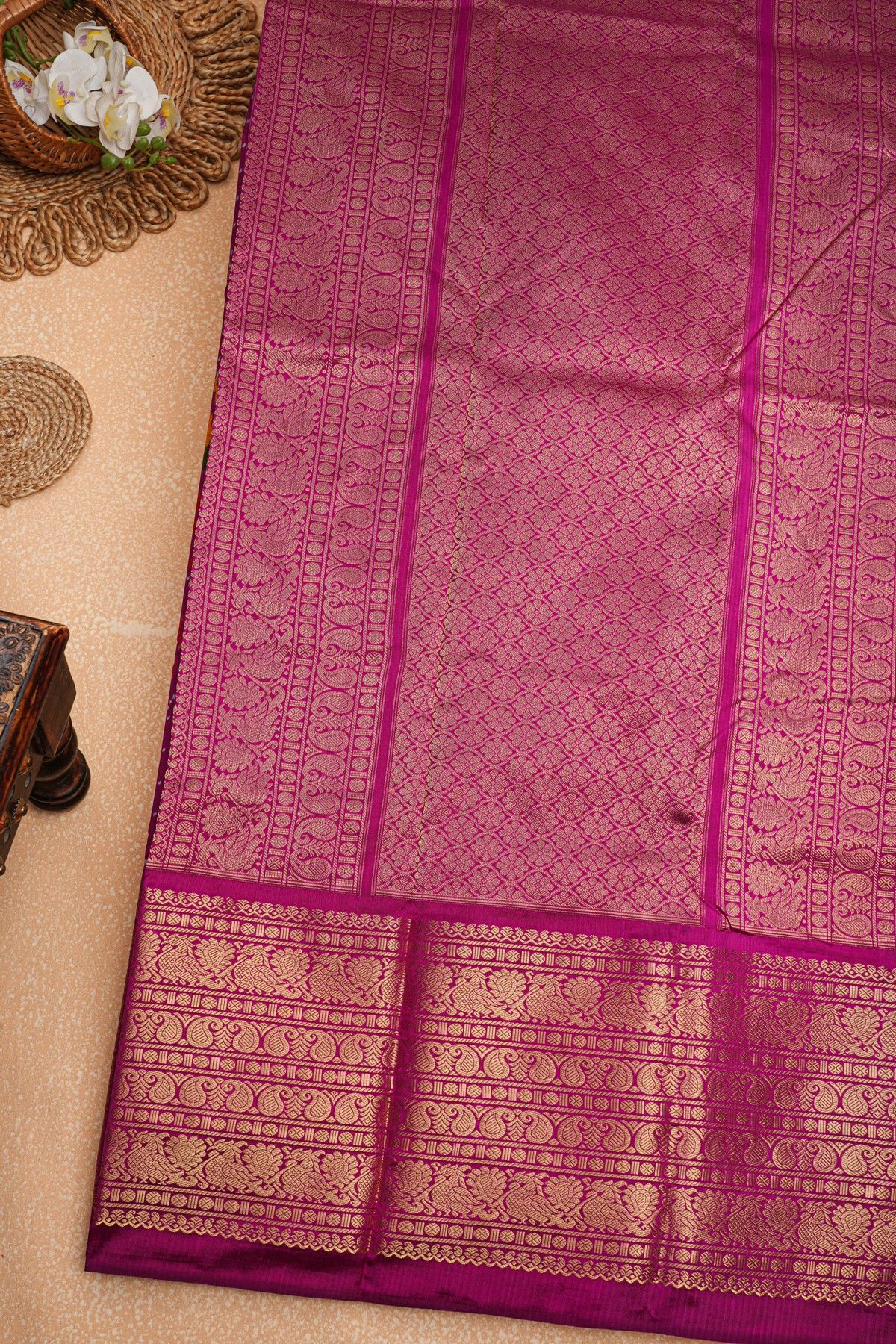 Ikat Silk Magenta Saree