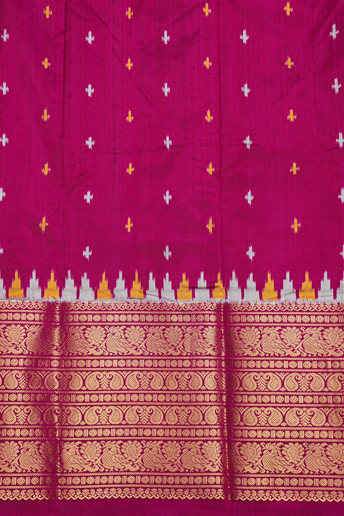 Ikat Silk Magenta Saree