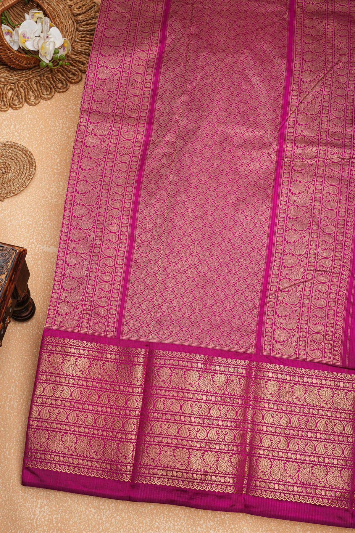 Ikat Silk Magenta Saree