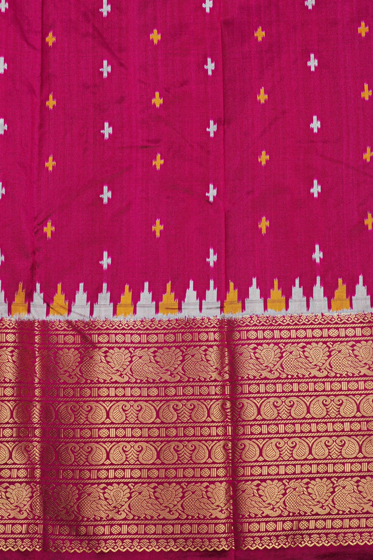 Ikat Silk Magenta Saree