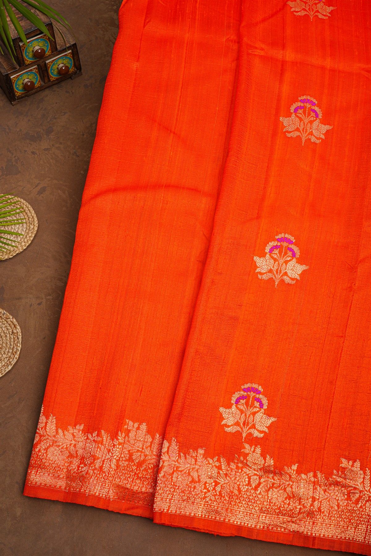 Fancy Matka Silk Orange Saree