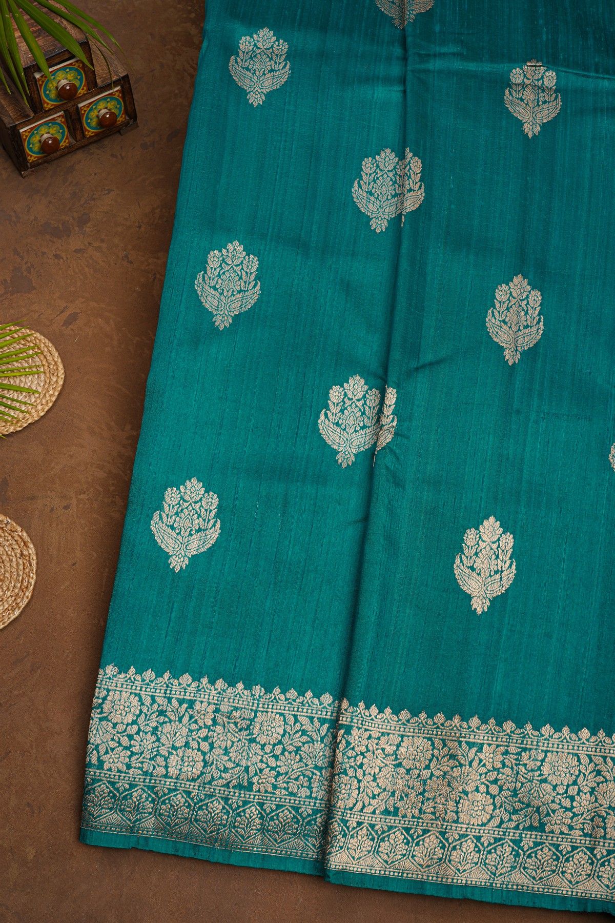 Fancy Matka Silk Teal Blue Saree