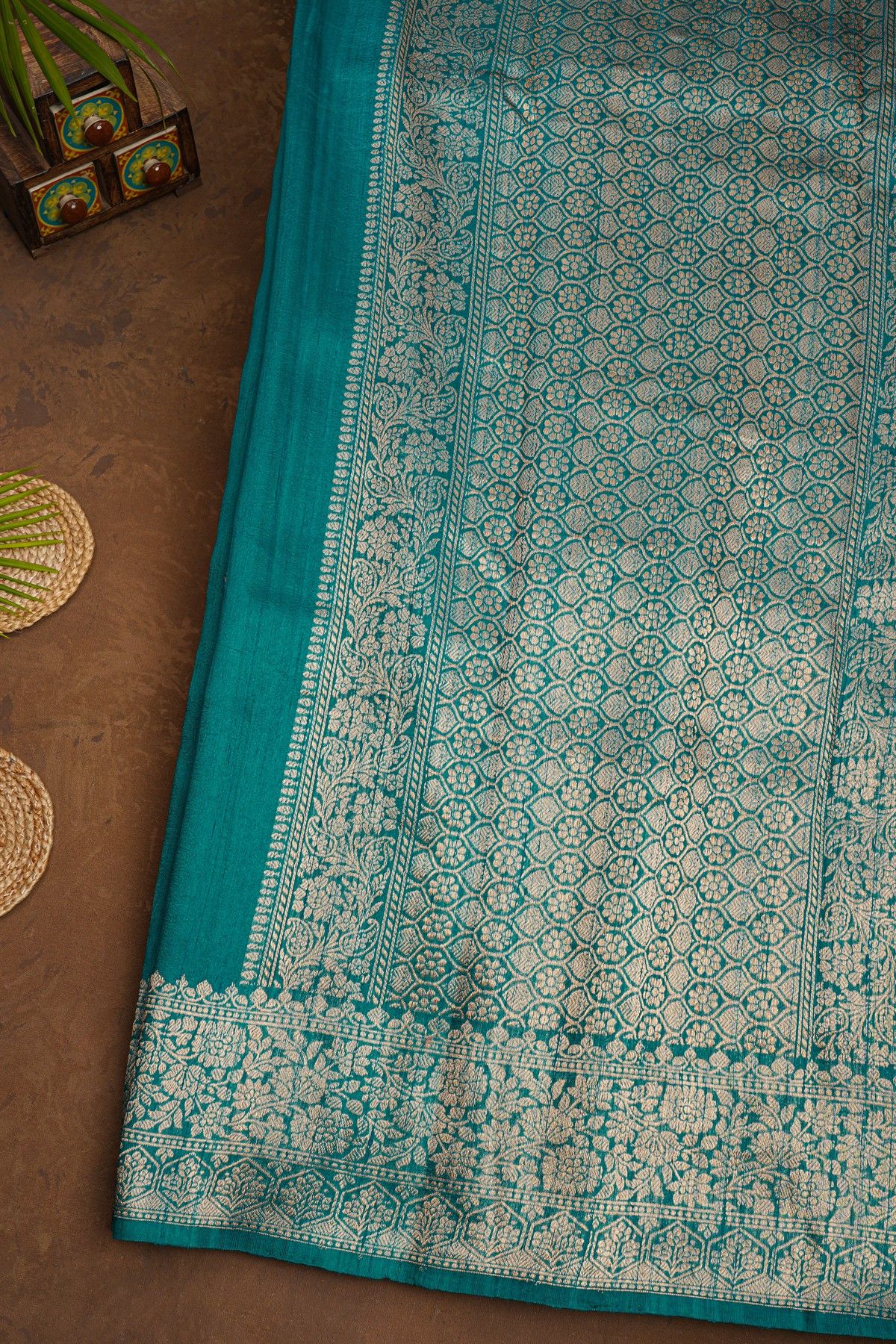 Fancy Matka Silk Teal Blue Saree