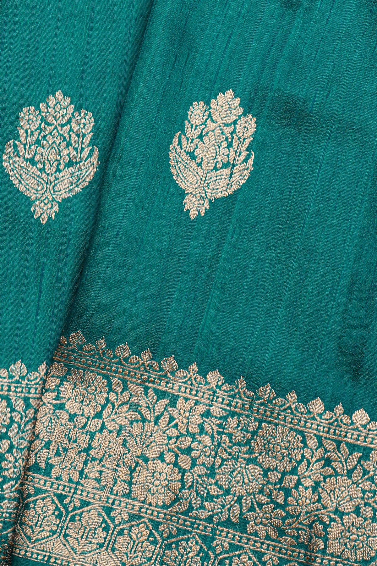 Fancy Matka Silk Teal Blue Saree