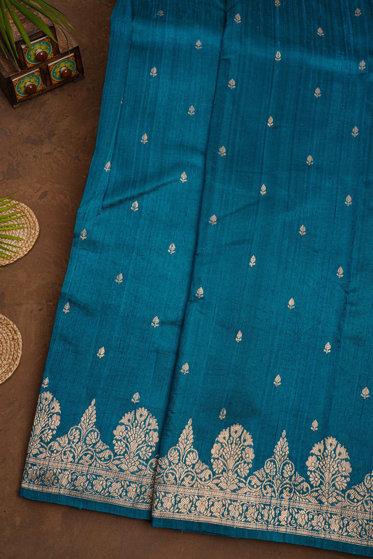 Fancy Matka Silk Teal Blue Saree