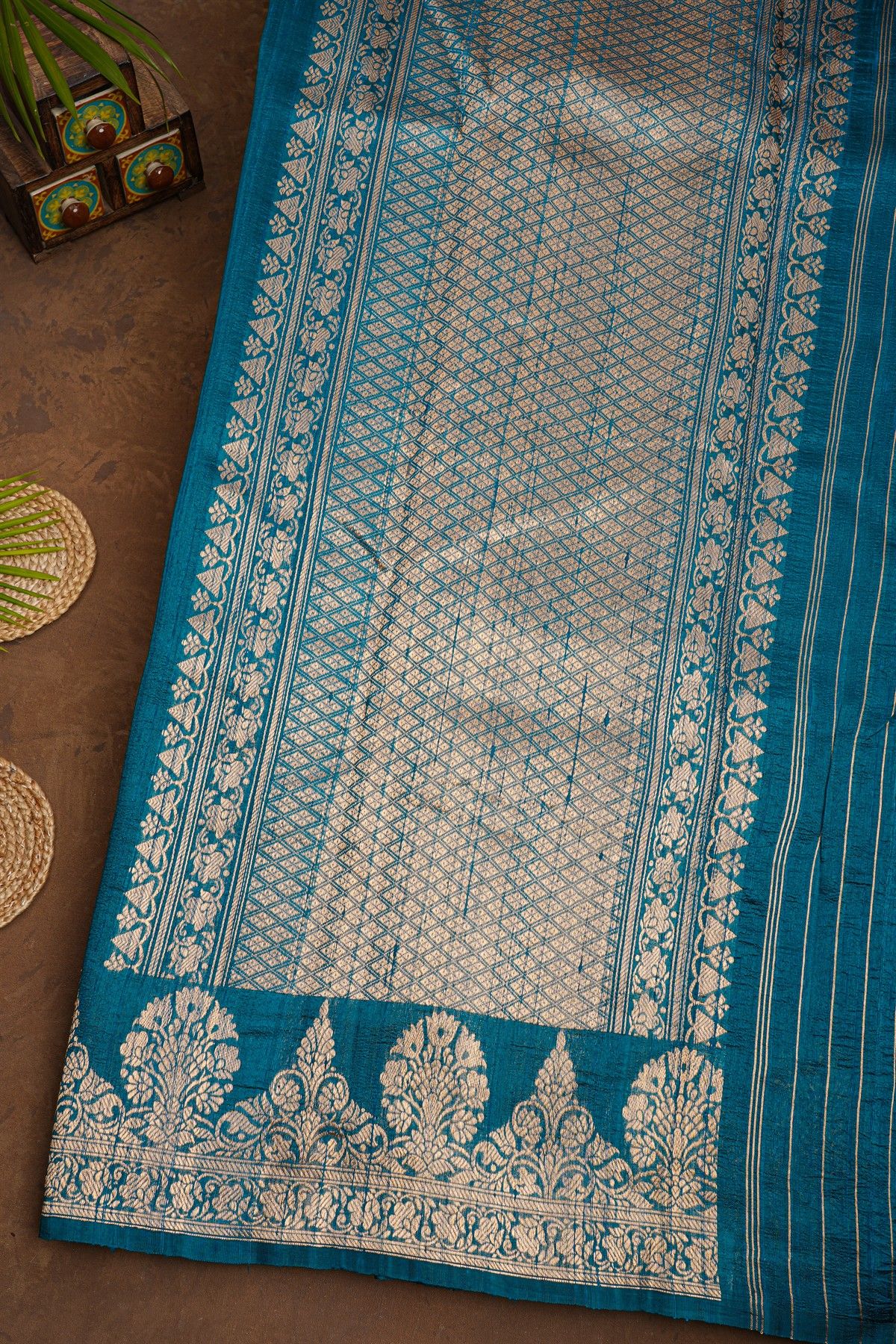 Fancy Matka Silk Teal Blue Saree