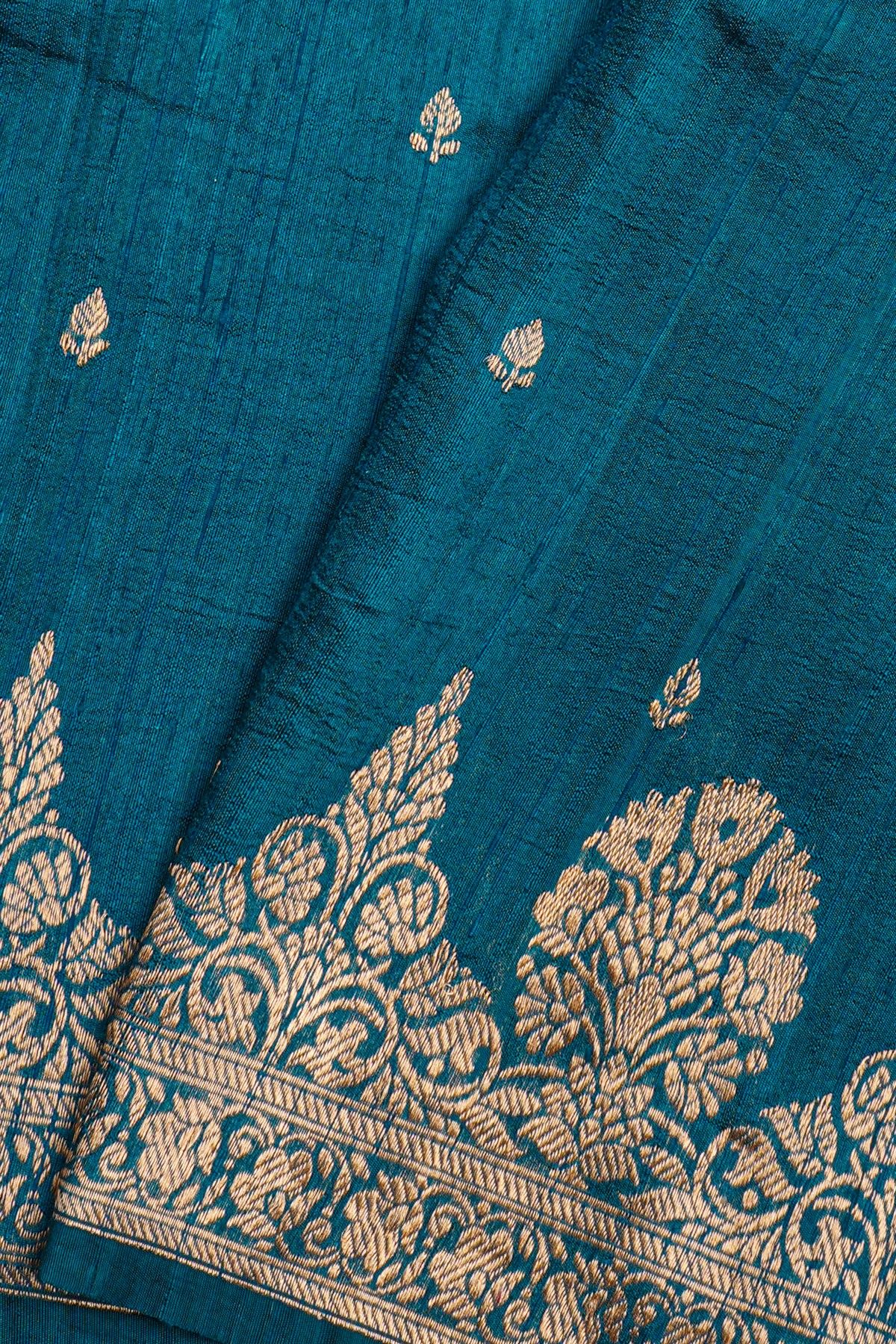 Fancy Matka Silk Teal Blue Saree