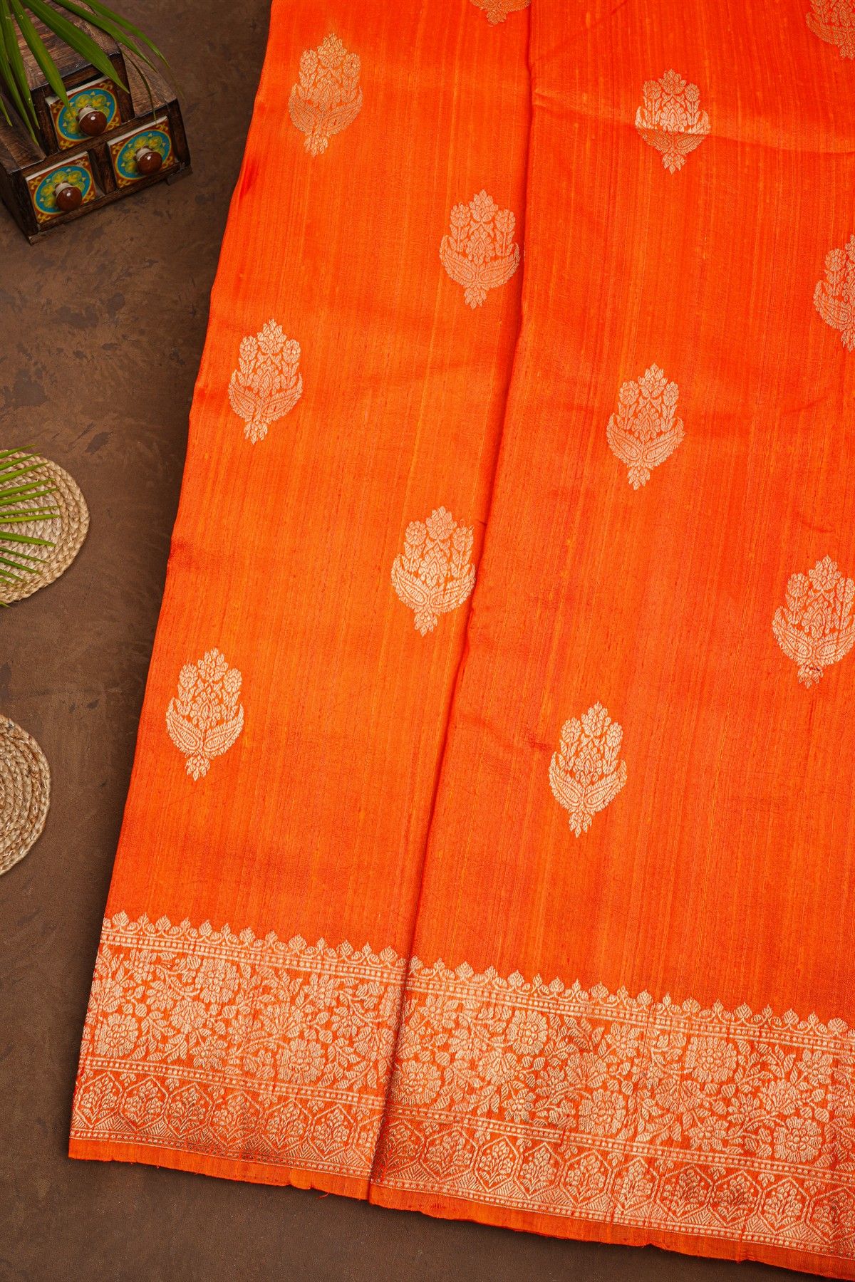 Fancy Matka Silk Orange Saree