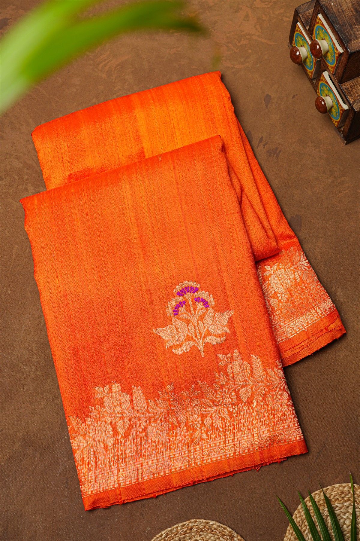 Fancy Matka Silk Orange Saree