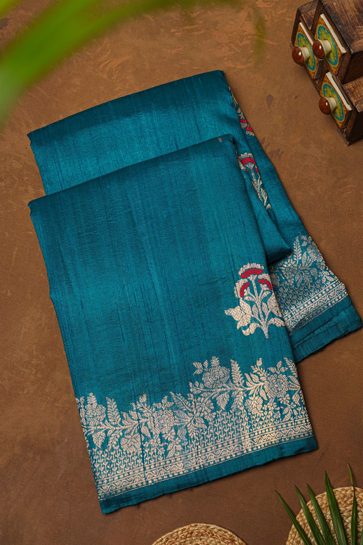 Fancy Matka Silk Teal Blue Saree