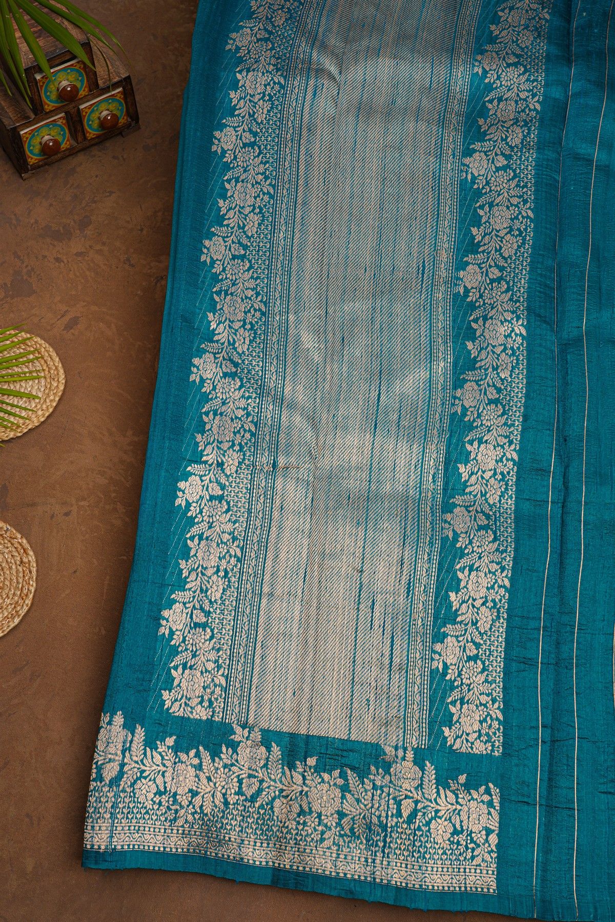 Fancy Matka Silk Teal Blue Saree