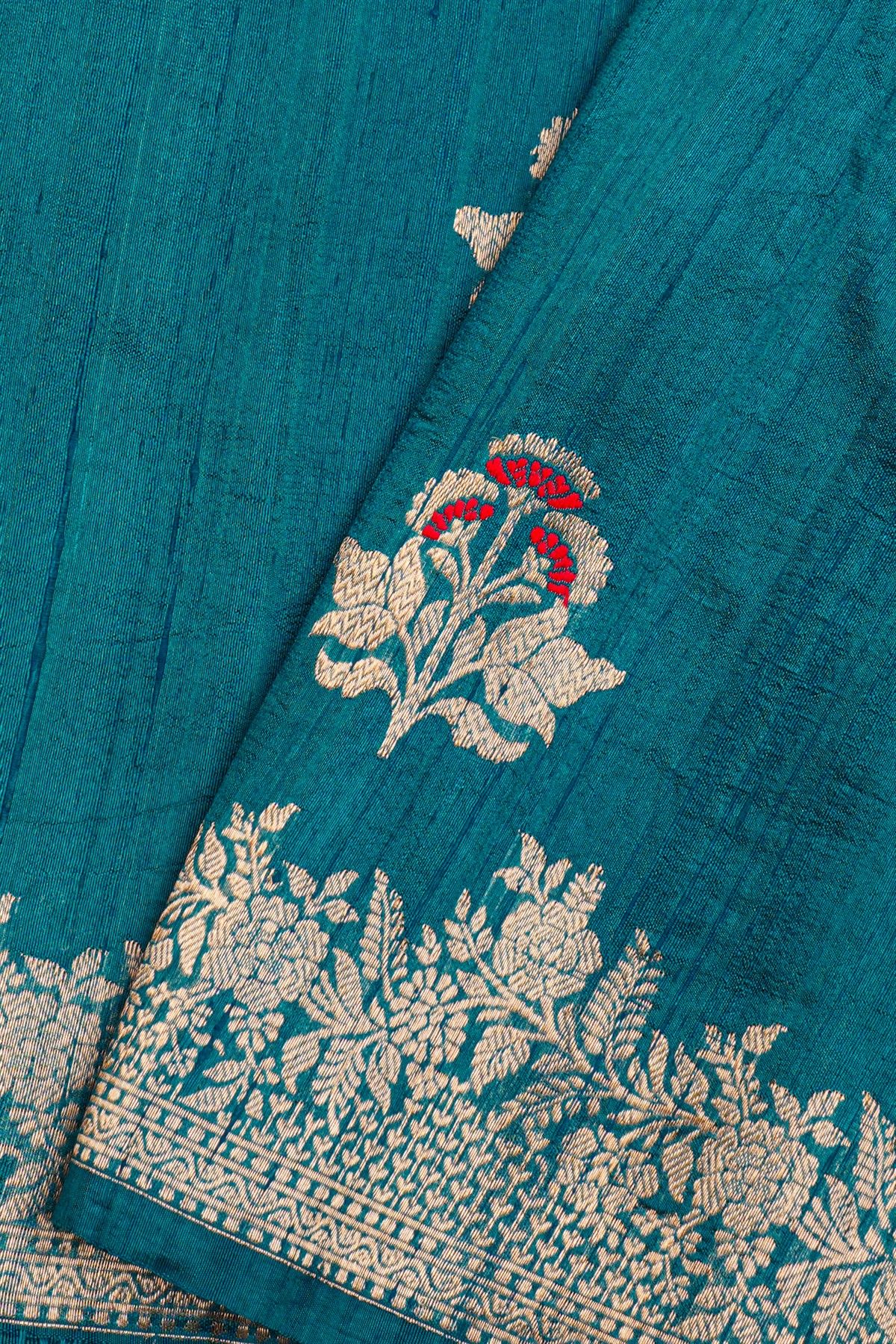 Fancy Matka Silk Teal Blue Saree