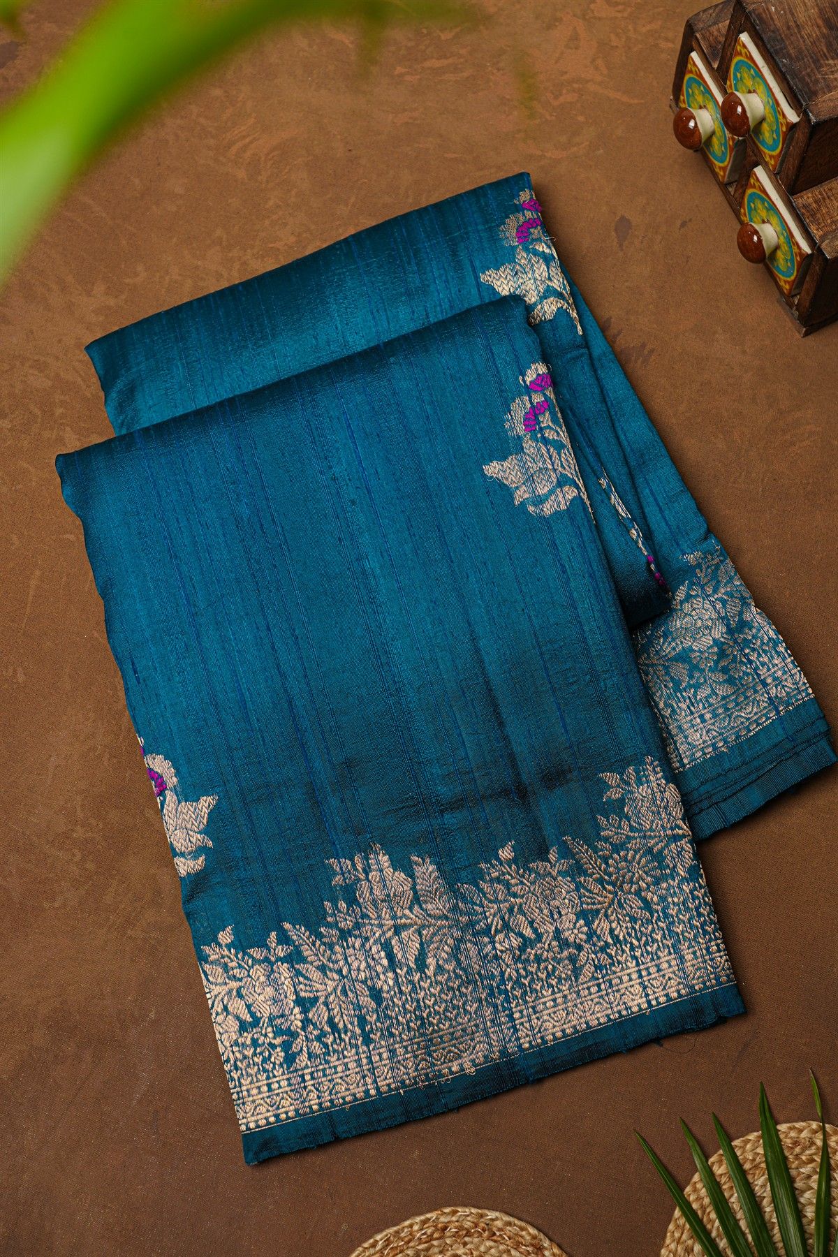 Fancy Matka Silk Peacock Blue Saree