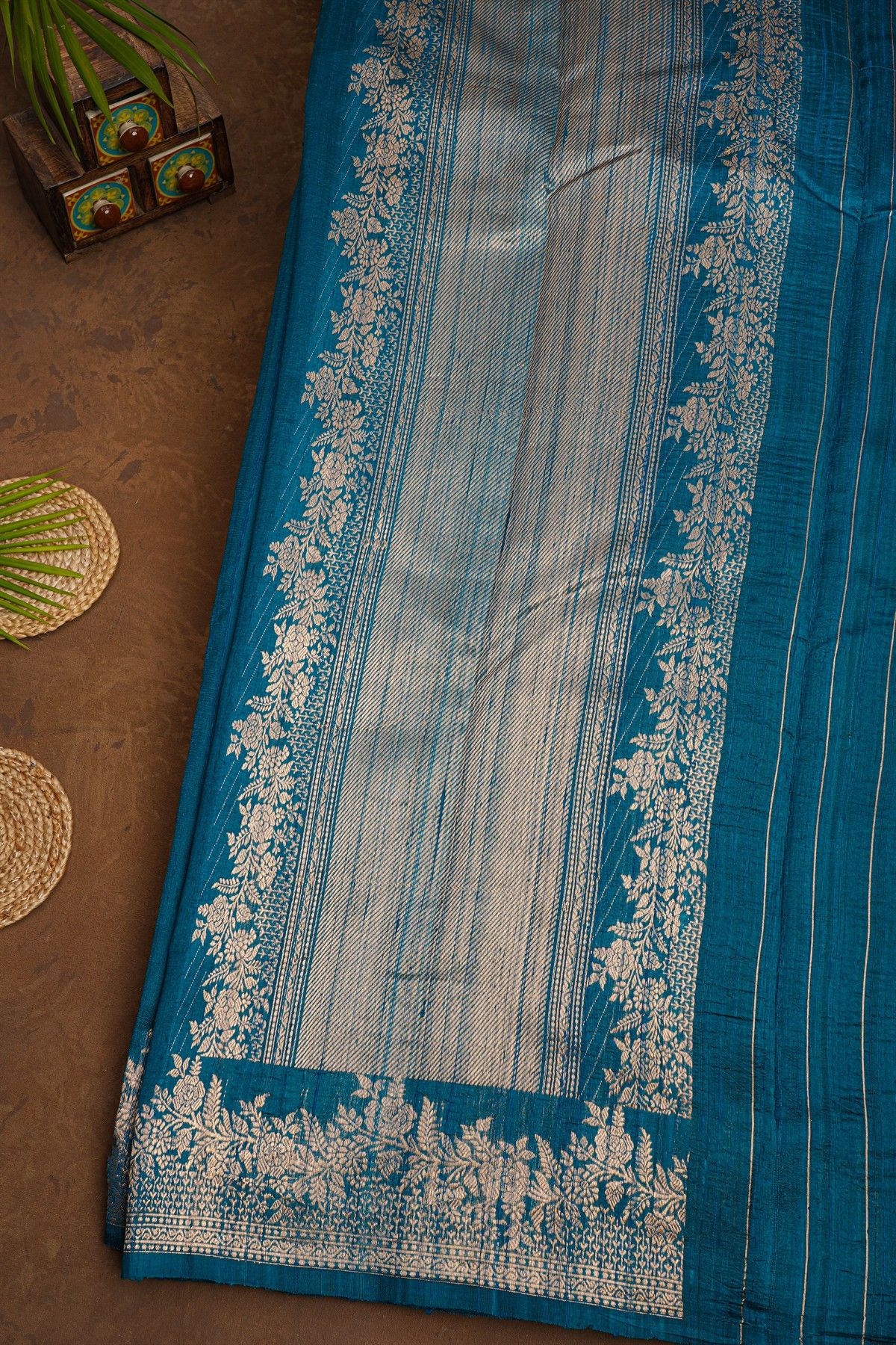Fancy Matka Silk Peacock Blue Saree