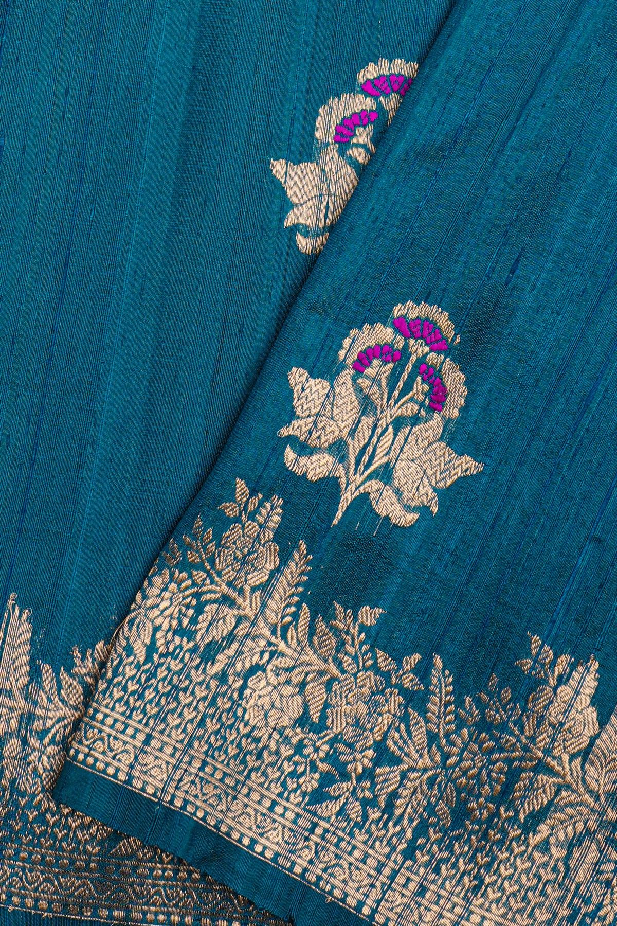 Fancy Matka Silk Peacock Blue Saree