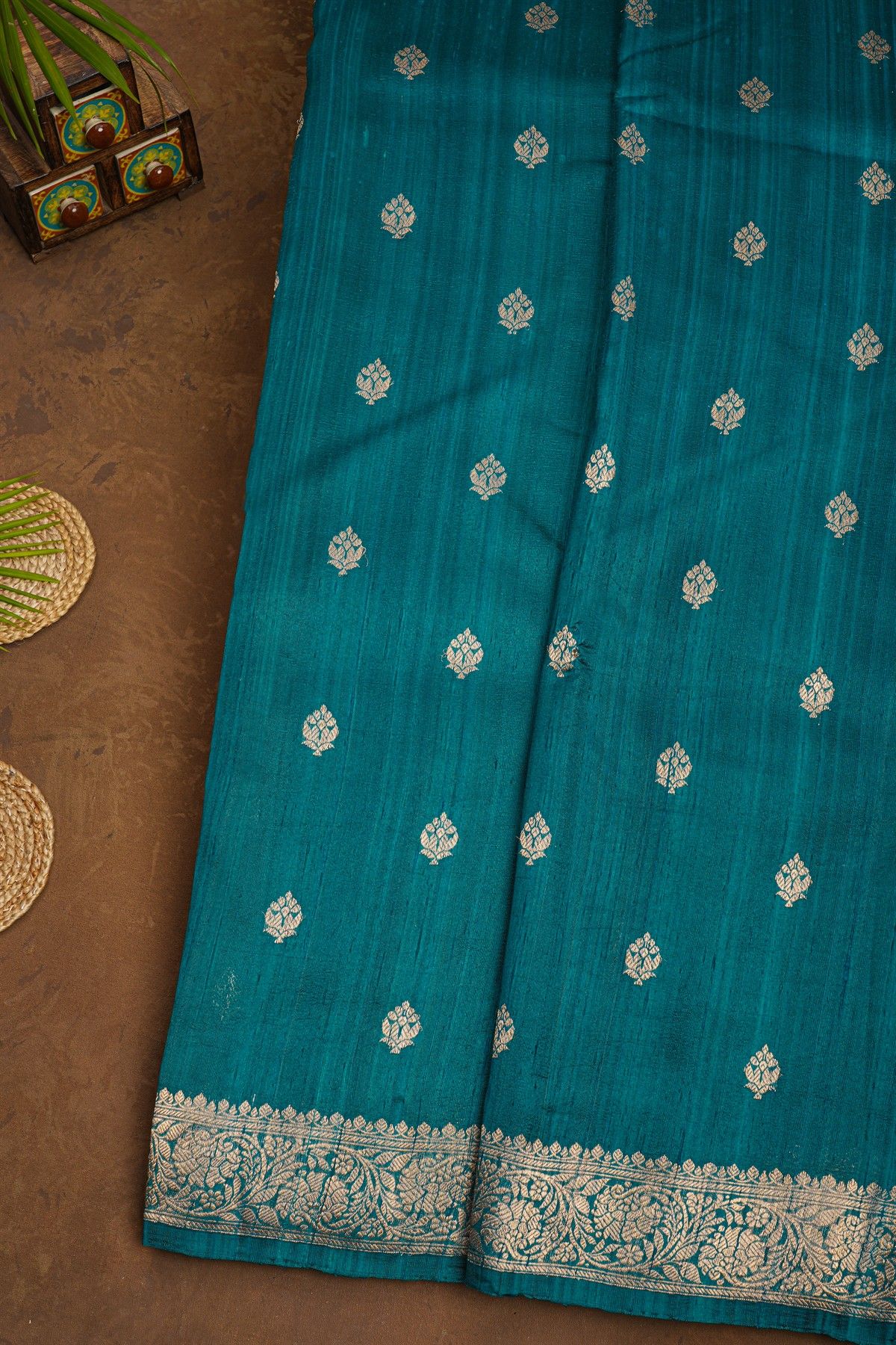 Fancy Matka Silk Peacock Blue saree