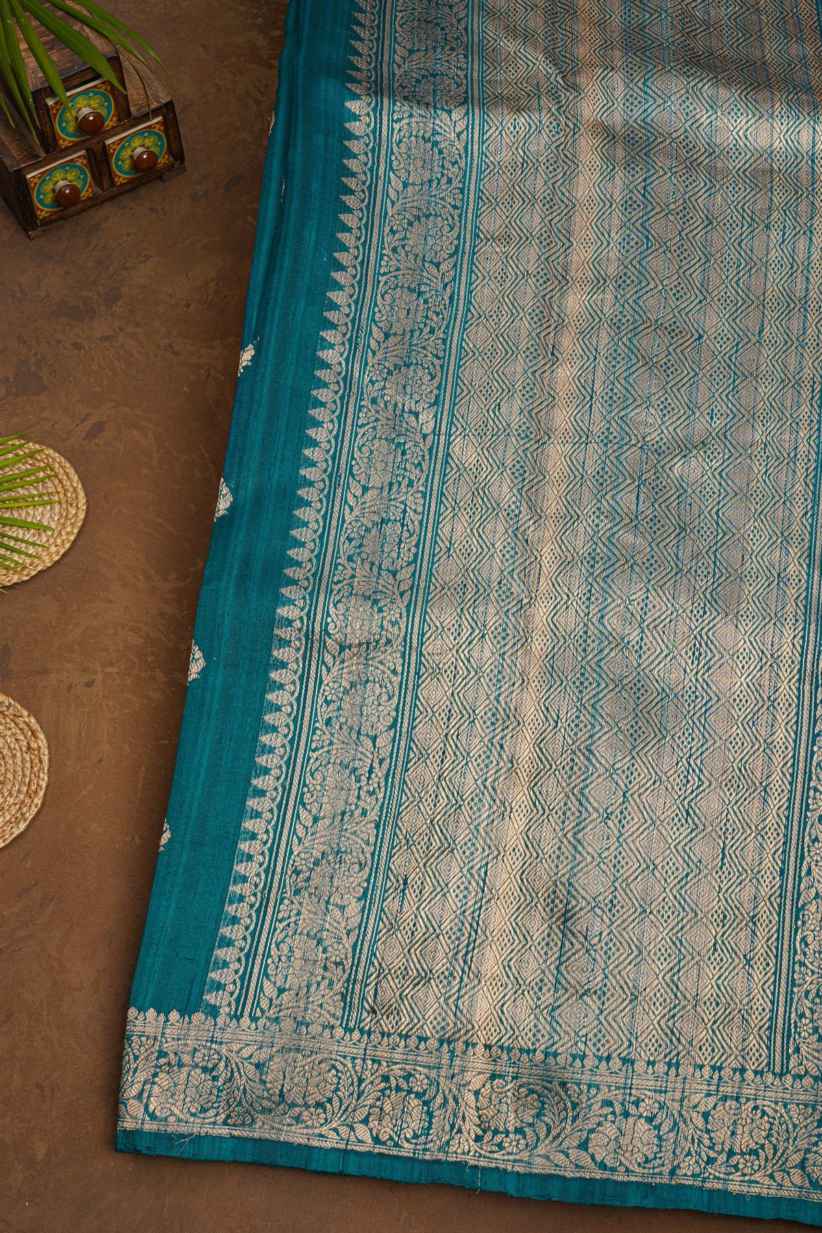Fancy Matka Silk Peacock Blue saree