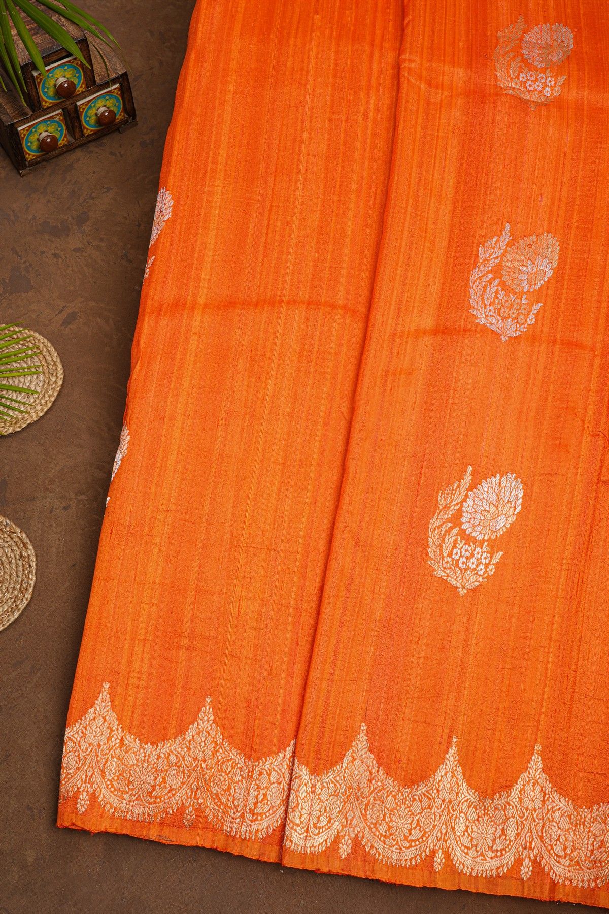 Fancy Matka Silk Orange Saree