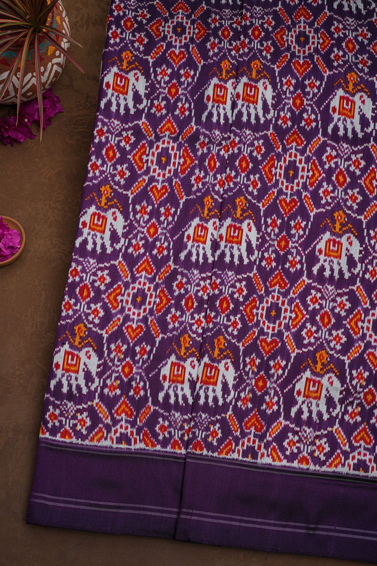 Ikat Silk Navy Blue Saree